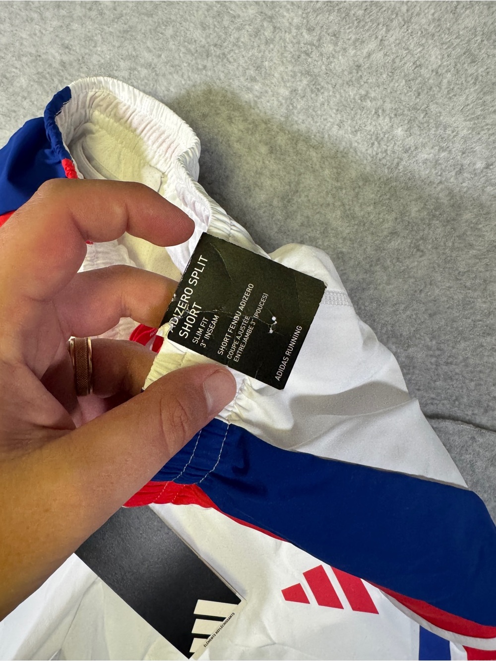adidas White Athletic Shorts with Red & Blue Accents Size XS 3” - Picture 5 of 6